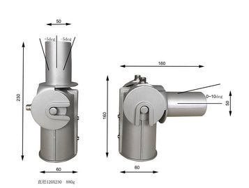 90 ° -180 ° Adaptor yang Dapat Disesuaikan Gaya Klasik Lengan Braket Tegas Untuk Lampu Jalan